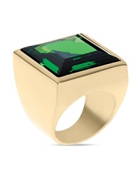 We love the look of elegant emerald against polished gold. This Michael Kors ring is a brilliant combination of the two, and features a structured square design. We love the look of elegant emerald against polished gold. This Michael Kors ring is a brilliant combination of the two, and features a structured square design.