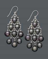 Nothing says elegance like pearls. Pretty cultured Tahitian pearls (7-8 mm) combine with sterling silver to create a polished pair of chandelier earrings, perfect for day or night. Approximate drop: 2-1/2 inches. Nothing says elegance like pearls. Pretty cultured Tahitian pearls (7-8 mm) combine with sterling silver to create a polished pair of chandelier earrings, perfect for day or night. Approximate drop: 2-1/2 inches.