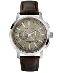 Classically handsome with a versatile look, this chronograph watch from Nautica never skips a day. Classically handsome with a versatile look, this chronograph watch from Nautica never skips a day.
