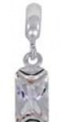DaVinci Silver Ice CZ Crystal Emerald Shape Rectangle Framed Dangle European/Memory Charm Double Sterling Layered Bead - Fits Pandora Bracelets DaVinci Silver Ice CZ Crystal Emerald Shape Rectangle Framed Dangle European/Memory Charm Double Sterling Layered Bead - Fits Pandora Bracelets