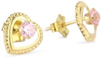 Disney Princess Girl's 14k Pink Cubic Zirconia Heart Stud Earrings Disney Princess Girl's 14k Pink Cubic Zirconia Heart Stud Earrings