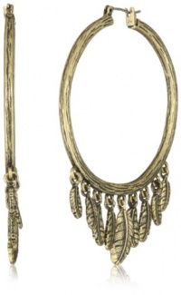 Lucky Brand Gold Dangling Feather Hoop Earrings Lucky Brand Gold Dangling Feather Hoop Earrings