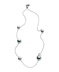 A truly versatile piece, Breil's unique, adjustable necklace provides endless design options. Polished and satin spheres crafted from stainless steel and a white natural stone can be moved to create a variety of different styles. Go for an elegant lariat necklace, a chic station necklace, or a trendier layered look. The choice is yours! Approximate length: 30 inches. A truly versatile piece, Breil's unique, adjustable necklace provides endless design options. Polished and satin spheres crafted from stainless steel and a white natural stone can be moved to create a variety of different styles. Go for an elegant lariat necklace, a chic station necklace, or a trendier layered look. The choice is yours! Approximate length: 30 inches.