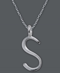 The perfect personalized gift. A polished sterling silver pendant features the letter S with a chic asymmetrical shape. Comes with a matching chain. Approximate length: 18 inches. Approximate drop: 3/4 inch. The perfect personalized gift. A polished sterling silver pendant features the letter S with a chic asymmetrical shape. Comes with a matching chain. Approximate length: 18 inches. Approximate drop: 3/4 inch.