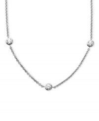 Delicate design with a touch of sparkle. Arabella's pretty necklace is set in sterling silver with seven round-cut Swarovski zirconia stations (3-1/6 ct. t.w.). Approximate length: 18 inches. Delicate design with a touch of sparkle. Arabella's pretty necklace is set in sterling silver with seven round-cut Swarovski zirconia stations (3-1/6 ct. t.w.). Approximate length: 18 inches.