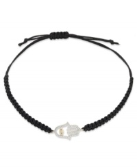 Keep style well in hand. Single-cut diamonds (1/6 ct. t.w.) are set in YellOra™ and centered on a black parachute cord for a stunning effect. Bracelet adjusts to fit wrist. Approximate length: 11 inches. Keep style well in hand. Single-cut diamonds (1/6 ct. t.w.) are set in YellOra™ and centered on a black parachute cord for a stunning effect. Bracelet adjusts to fit wrist. Approximate length: 11 inches.