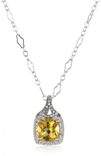 Badgley Mischka Fine Jewelry White and Champagne Diamonds Cushion Cut Citrine Pendant Necklace Badgley Mischka Fine Jewelry White and Champagne Diamonds Cushion Cut Citrine Pendant Necklace