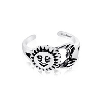 Sterling Silver Toe Ring Sun & Moon, One Size Fits All Sterling Silver Toe Ring Sun & Moon, One Size Fits All