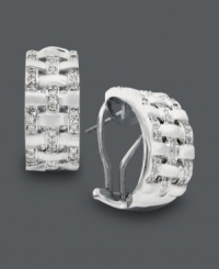 Add a simple touch of sparkle for everyday elegance. Delicate hoop earrings from Balissima by Effy Collection feature a unique basket-weave design with sparkling diamond (1/3 ct. t.w.) set in sterling silver. Approximate length: 3/4 inch. Approximate width: 1/2 inch. Add a simple touch of sparkle for everyday elegance. Delicate hoop earrings from Balissima by Effy Collection feature a unique basket-weave design with sparkling diamond (1/3 ct. t.w.) set in sterling silver. Approximate length: 3/4 inch. Approximate width: 1/2 inch.