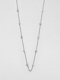 From the Soho Collection. A delicate sterling silver link chain accented with bezel set white sapphire stations. Sterling silverWhite sapphiresLength, about 36Slip on styleImported From the Soho Collection. A delicate sterling silver link chain accented with bezel set white sapphire stations. Sterling silverWhite sapphiresLength, about 36Slip on styleImported