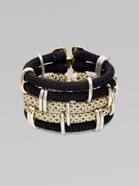 A five-row, rope design with two-tone metal accents and a goldtone clasp. RopeTwo-tone metalLength, about 8¼Spring clasp closureMade in USA A five-row, rope design with two-tone metal accents and a goldtone clasp. RopeTwo-tone metalLength, about 8¼Spring clasp closureMade in USA