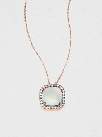 A faceted, cushion-cut white topaz stone surrounded by dazzling white sapphires set in 14k rose gold on a delicate link chain. White topazWhite sapphire14k rose goldLength, about 16Pendant size, about .3 Spring ring closureMade in USA A faceted, cushion-cut white topaz stone surrounded by dazzling white sapphires set in 14k rose gold on a delicate link chain. White topazWhite sapphire14k rose goldLength, about 16Pendant size, about .3 Spring ring closureMade in USA