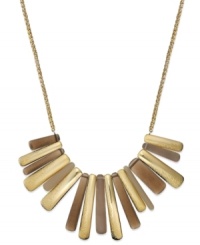 Branch out with Alfani's eye-catching bib necklace. Brown resin and gold tone stick drops are displayed on a gold tone mixed metal chain. Approximate length: 19 inches + 2-inch extender. Approximate drop: 4-1/2 to 5 inches. Branch out with Alfani's eye-catching bib necklace. Brown resin and gold tone stick drops are displayed on a gold tone mixed metal chain. Approximate length: 19 inches + 2-inch extender. Approximate drop: 4-1/2 to 5 inches.
