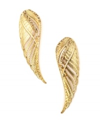 Thank heavens: Fashionistas everywhere will be grateful for RACHEL Rachel Roy's angelic winged post earrings! Crafted in gold tone mixed metal and adorned with crystal accents. Approximate length: 1-1/2 inches. Thank heavens: Fashionistas everywhere will be grateful for RACHEL Rachel Roy's angelic winged post earrings! Crafted in gold tone mixed metal and adorned with crystal accents. Approximate length: 1-1/2 inches.