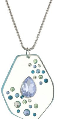 Nine West Gem Class Silver-Tone Blue Studded Pendant Necklace Nine West Gem Class Silver-Tone Blue Studded Pendant Necklace