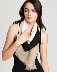Carry the colorblock trend over to your accessories with this beautiful wool scarf from Echo. Carry the colorblock trend over to your accessories with this beautiful wool scarf from Echo.