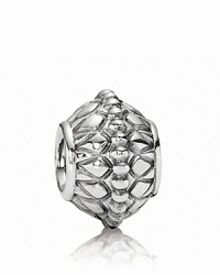 PANDORA's polished sterling silver charm features a beautifully balanced design and beading. PANDORA's polished sterling silver charm features a beautifully balanced design and beading.