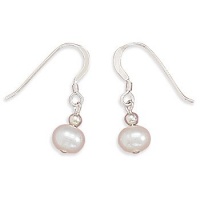 White Cultured Freshwater Pearl Earrings on Sterling Silver French Wire White Cultured Freshwater Pearl Earrings on Sterling Silver French Wire