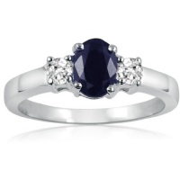 1.25cttw Blue Sapphire and White Topaz Three Stone Ring in Sterling Silver ( Available Sizes 5-9) 1.25cttw Blue Sapphire and White Topaz Three Stone Ring in Sterling Silver ( Available Sizes 5-9)