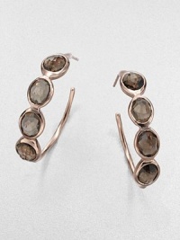 Four sparkling ovals of faceted smokey quartz in a setting of 18k gold and sterling silver with a glowing finish of 18k rose goldplating.Smokey quartz18k gold and sterling silver with 18k rose goldplatingLength, about 1.5Post backImported