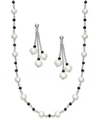 A practice in contrast. Fresh by Honora's matching jewelry set features an exquisite mix of white cultured freshwater pearls (6-7 mm) and bold onyx accent beads. Approximate length: 18 inches. Approximate drop: 1-1/2 inches. A practice in contrast. Fresh by Honora's matching jewelry set features an exquisite mix of white cultured freshwater pearls (6-7 mm) and bold onyx accent beads. Approximate length: 18 inches. Approximate drop: 1-1/2 inches.