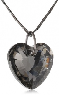 BCBGeneration Rhodium Plated Hematite Crystal Heart Necklace, 26 BCBGeneration Rhodium Plated Hematite Crystal Heart Necklace, 26