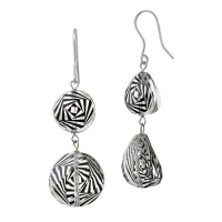 Sterling Silver Genuine Swarovski Crystallized Elements Double Round Zebra Print Drop French Wire Earrings Sterling Silver Genuine Swarovski Crystallized Elements Double Round Zebra Print Drop French Wire Earrings