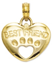 Show love for your loyal canine companion. This cute Best Friend (both sides) charm is crafted from polished 14k gold and features a heart shape and cut-out paw. Chain not included. Approximate length: 7/10 inch. Approximate width: 3/5 inch. Show love for your loyal canine companion. This cute Best Friend (both sides) charm is crafted from polished 14k gold and features a heart shape and cut-out paw. Chain not included. Approximate length: 7/10 inch. Approximate width: 3/5 inch.