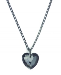 The iconic heart pendant takes on a frosty sheen. BCBGeneration's chic grey glass heart shimmers in a hematite tone mixed metal setting and chain. Approximate length: 26 inches. Approximate drop: 3/4 inch. The iconic heart pendant takes on a frosty sheen. BCBGeneration's chic grey glass heart shimmers in a hematite tone mixed metal setting and chain. Approximate length: 26 inches. Approximate drop: 3/4 inch.