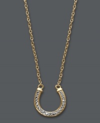 An ultra-glam good luck charm. Studio Silver's petite horseshoe pendant features a unique diamond-cut surface that reflects the light. Set in 18k gold over sterling silver. Approximate length: 16 inches + 2-inch extender. Approximate drop: 1/2 inch.