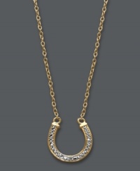 An ultra-glam good luck charm. Studio Silver's petite horseshoe pendant features a unique diamond-cut surface that reflects the light. Set in 18k gold over sterling silver. Approximate length: 16 inches + 2-inch extender. Approximate drop: 1/2 inch. An ultra-glam good luck charm. Studio Silver's petite horseshoe pendant features a unique diamond-cut surface that reflects the light. Set in 18k gold over sterling silver. Approximate length: 16 inches + 2-inch extender. Approximate drop: 1/2 inch.