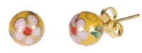 Gold Filled Sterling Silver Yellow Cloisonne 8mm Stud Earrings Gold Filled Sterling Silver Yellow Cloisonne 8mm Stud Earrings