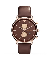 Tap into this season's tonal watch trend with this colored piece from Emporio Armani. It's chronograph movement and date feature make this watch as functional as it is fashion-forward. Tap into this season's tonal watch trend with this colored piece from Emporio Armani. It's chronograph movement and date feature make this watch as functional as it is fashion-forward.