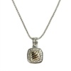 14K GP and Silver Simulated Diamond Pendant Necklace - Inspired by Designer David Yurman