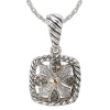 925 Silver, Brown & White Diamond Square Pendant with 18k Gold Accents (0.10ctw)