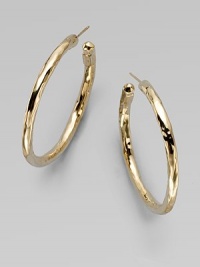 A simply chic style in radiant 18k hammered gold. 18k goldLength, about 1½Post backMade in Italy A simply chic style in radiant 18k hammered gold. 18k goldLength, about 1½Post backMade in Italy