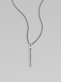 From the Nile Collection. A stunning vertical bar of sterling silver set with sparkling white topaz and accented in glowing goldplating, on a bold silver chain.White topazSterling silverGoldplatedChain length, adjusts from about 16-18Pendant length, about 1¼Lobster claspImported From the Nile Collection. A stunning vertical bar of sterling silver set with sparkling white topaz and accented in glowing goldplating, on a bold silver chain.White topazSterling silverGoldplatedChain length, adjusts from about 16-18Pendant length, about 1¼Lobster claspImported
