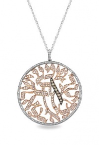 Effy Jewlery Two Tone Cognac & White Diamond Shema Pendant, 2.8 TCW Effy Jewlery Two Tone Cognac & White Diamond Shema Pendant, 2.8 TCW