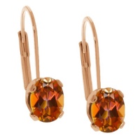 3.20 Ct Oval Ecstasy Mystic Topaz Gold Plated 4-prong Leverback Earrings 8x6mm 3.20 Ct Oval Ecstasy Mystic Topaz Gold Plated 4-prong Leverback Earrings 8x6mm