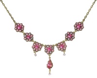 Michal Negrin Stunning Necklace with Flowers, Pink and Lilac Swarovski Crystals, Tear Drop and Beads - Hand-made in Israel, Hypoallergenic Michal Negrin Stunning Necklace with Flowers, Pink and Lilac Swarovski Crystals, Tear Drop and Beads - Hand-made in Israel, Hypoallergenic