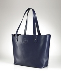 A have-forever favorite from Lauren Ralph Lauren's classic, Newbury collection, this generous leather tote features well-constructed top handles, embossed detailing and a cotton-lined interior. A have-forever favorite from Lauren Ralph Lauren's classic, Newbury collection, this generous leather tote features well-constructed top handles, embossed detailing and a cotton-lined interior.