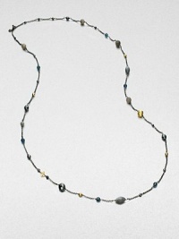From the Bijoux Collection. Richly colored semi-precious stones in various colors and shapes mix with 18k gold beads on a delicate blackened sterling silver link chain. Hematite, labordarite, grey moonstone and blue topaz18k goldBlackened sterling silverLength, about 40Toggle closureImported From the Bijoux Collection. Richly colored semi-precious stones in various colors and shapes mix with 18k gold beads on a delicate blackened sterling silver link chain. Hematite, labordarite, grey moonstone and blue topaz18k goldBlackened sterling silverLength, about 40Toggle closureImported
