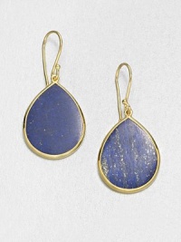Rich, bold lapis surrounded by radiant 18k gold in a beautiful teardrop shape. Lapis18k goldLength, about 1¼Hook backImported Rich, bold lapis surrounded by radiant 18k gold in a beautiful teardrop shape. Lapis18k goldLength, about 1¼Hook backImported