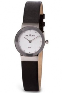 Skagen Women's 358XSSLBC Steel Collection Black Leather Glitz Watch Skagen Women's 358XSSLBC Steel Collection Black Leather Glitz Watch