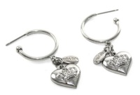 Adorable Tutti Fruti Heart Crown Charm Hoop Earrings Silver Tone Adorable Tutti Fruti Heart Crown Charm Hoop Earrings Silver Tone