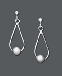 Sweet sophistication in silver. These elegant teardrop earrings feature a central accent bead. Set in sterling silver. Approximate drop: 1/2 inch. Sweet sophistication in silver. These elegant teardrop earrings feature a central accent bead. Set in sterling silver. Approximate drop: 1/2 inch.