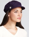 Newsboy chic, this August Accessories hat is rendered in seasonal hues and features a rhinestone flower.