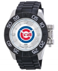 Sweet home, Chicago! Root for your team 24/7 with this sporty watch from Game Time. Features a Chicago Cubs logo at the dial. Sweet home, Chicago! Root for your team 24/7 with this sporty watch from Game Time. Features a Chicago Cubs logo at the dial.