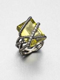 From the Cable Wrap Collection. A stunning emerald-cut lemon citrine stone wrapped in darkened sterling silver and accented with dazzling diamonds. Lemon citrineDiamonds, .48 tcwDarkened sterling silverWidth, about .78Imported From the Cable Wrap Collection. A stunning emerald-cut lemon citrine stone wrapped in darkened sterling silver and accented with dazzling diamonds. Lemon citrineDiamonds, .48 tcwDarkened sterling silverWidth, about .78Imported