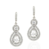Ryssa925 Micropave Series - Sterling Silver & Sworovski Cubic Zirconia Teardrop Double Halo Earrings Ryssa925 Micropave Series - Sterling Silver & Sworovski Cubic Zirconia Teardrop Double Halo Earrings